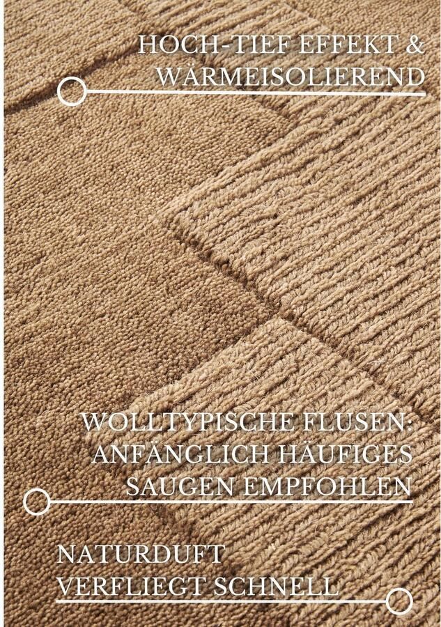 Villeroy & Boch Wollen kleed Wilhelmine Loper handgeweven wol natuur woonkamer geometrie boho - Foto 3