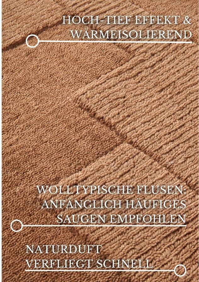 Villeroy & Boch Wollen kleed Wilhelmine Loper handgeweven wol natuur woonkamer geometrie boho - Foto 3