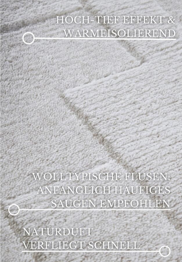 Villeroy & Boch Wollen kleed Wilhelmine Loper handgeweven wol natuur woonkamer geometrie boho - Foto 6