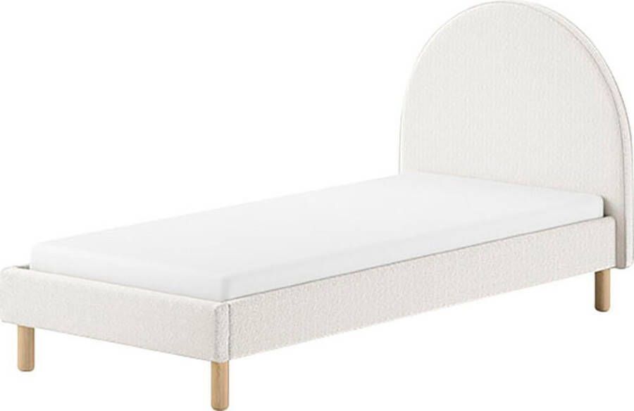 Vipack EMOB Eenpersoonsbed Maeva 212x97x107 cm Witte bouclé stof Gestoffeerde eenpersoonsbedden Wit Textiel Gestoffeerde eenpersoonsbedden Eenpersoons Normaal bed Op voorraad - Foto 2