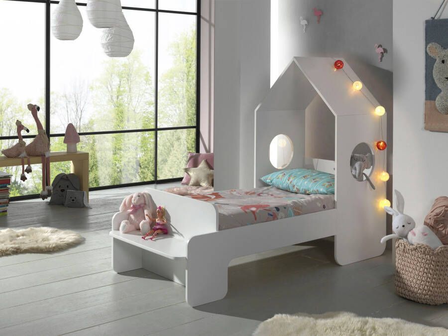 Vipack peuterbed bedhuisje Casimi wit 70x140 cm Leen Bakker