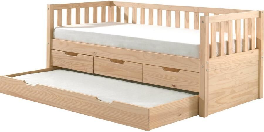 Vipack 1-persoonsledikant Met lades massief dennenhout veel opbergruimte en tijdloos ontwerp - Foto 6