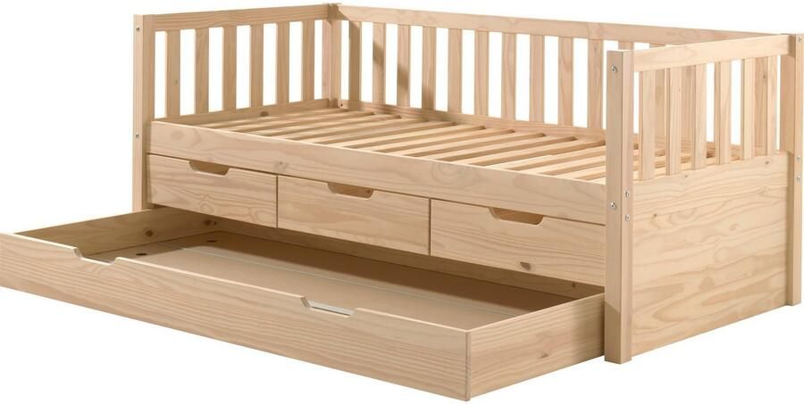 Vipack 1-persoonsledikant Met lades massief dennenhout veel opbergruimte en tijdloos ontwerp - Foto 5