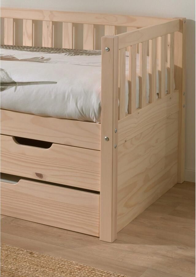 Vipack 1-persoonsledikant Met lades massief dennenhout veel opbergruimte en tijdloos ontwerp - Foto 3