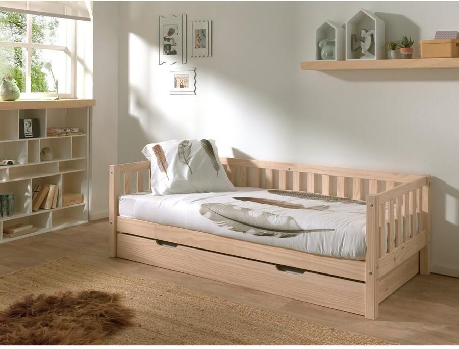Vipack 1-persoonsledikant Sprossenomranding massief dennenhout stevig gebouwd en tijdloos design - Foto 3