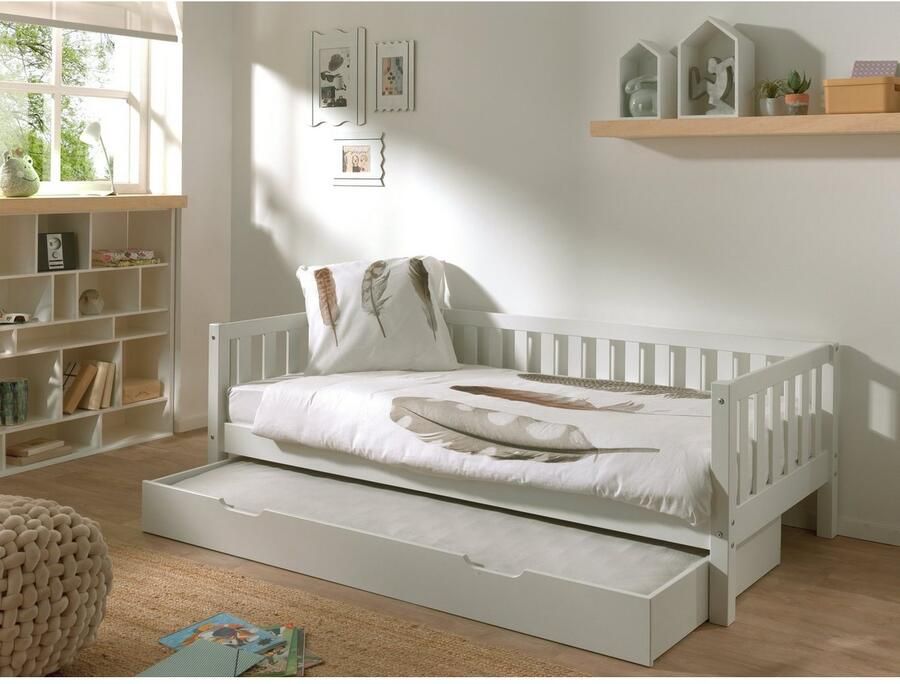 Vipack 1-persoonsledikant Sprossenomranding massief dennenhout stevig gebouwd en tijdloos design - Foto 3
