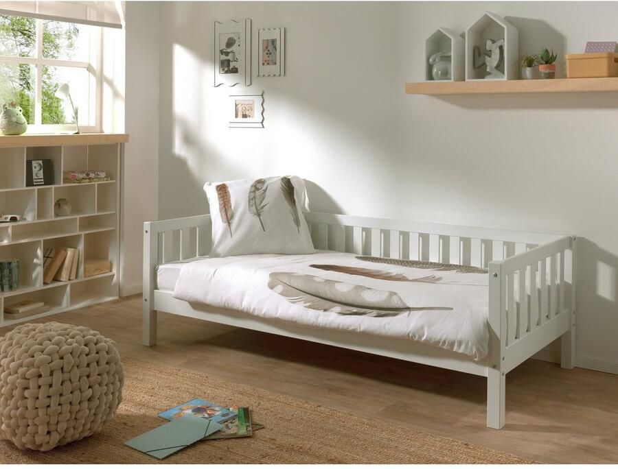 Vipack EMOB Kajuitbed Friedrich 90x200 dennenhout wit Houten kinderbedden Wit Hout Houten kinderbedden Eenpersoons Kajuitbed Op voorraad - Foto 2
