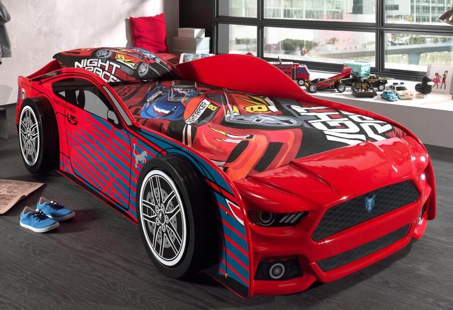Vipack Autoledikant Sportwagen-uitstraling ligoppervlak 90 200 MDF glanzend gelakt opvallende voorkant van kunststof een highlight in de kinderkamer - Foto 4