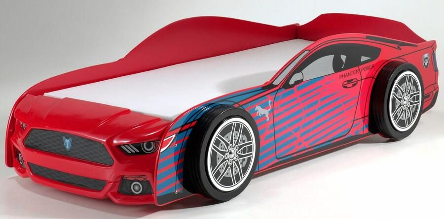 Vipack Autoledikant Sportwagen-uitstraling ligoppervlak 90 200 MDF glanzend gelakt opvallende voorkant van kunststof een highlight in de kinderkamer - Foto 3