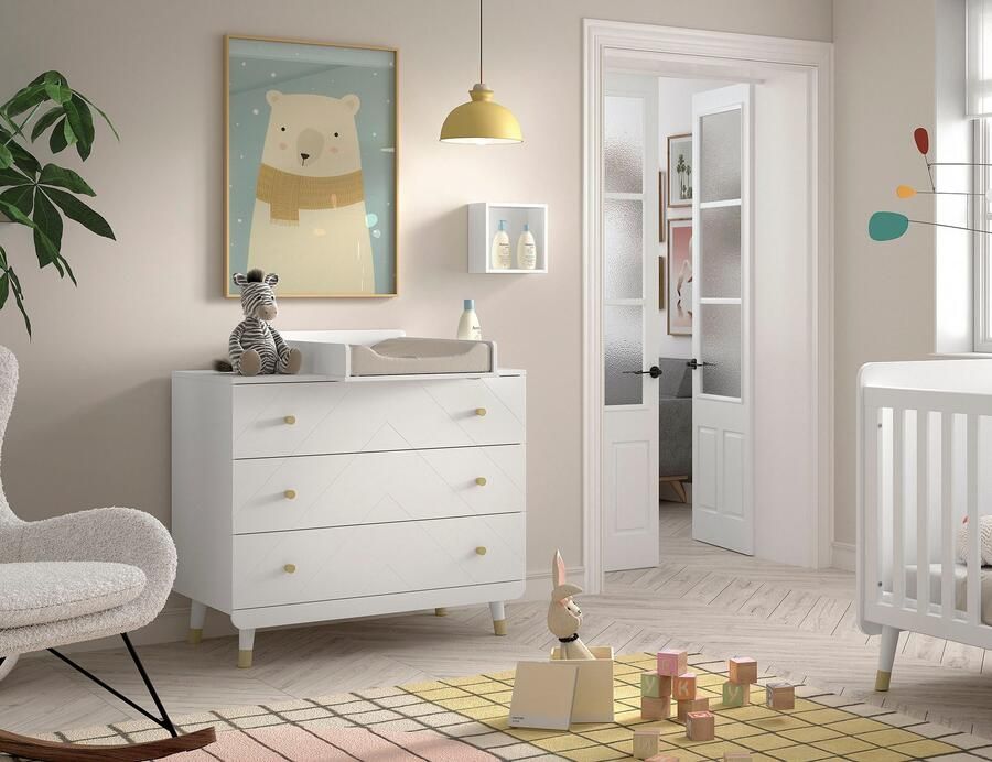 Vipack Babymeubelset bestaande uit ladekast en commode-opzetstuk uitvoering wit - Foto 4