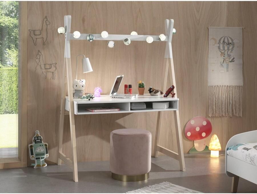 Vipack EMOB Bureau Kiddy Tipi 116x75 MDF grenen wit Kantoor Wit Hout; MDF Kantoor Op voorraad