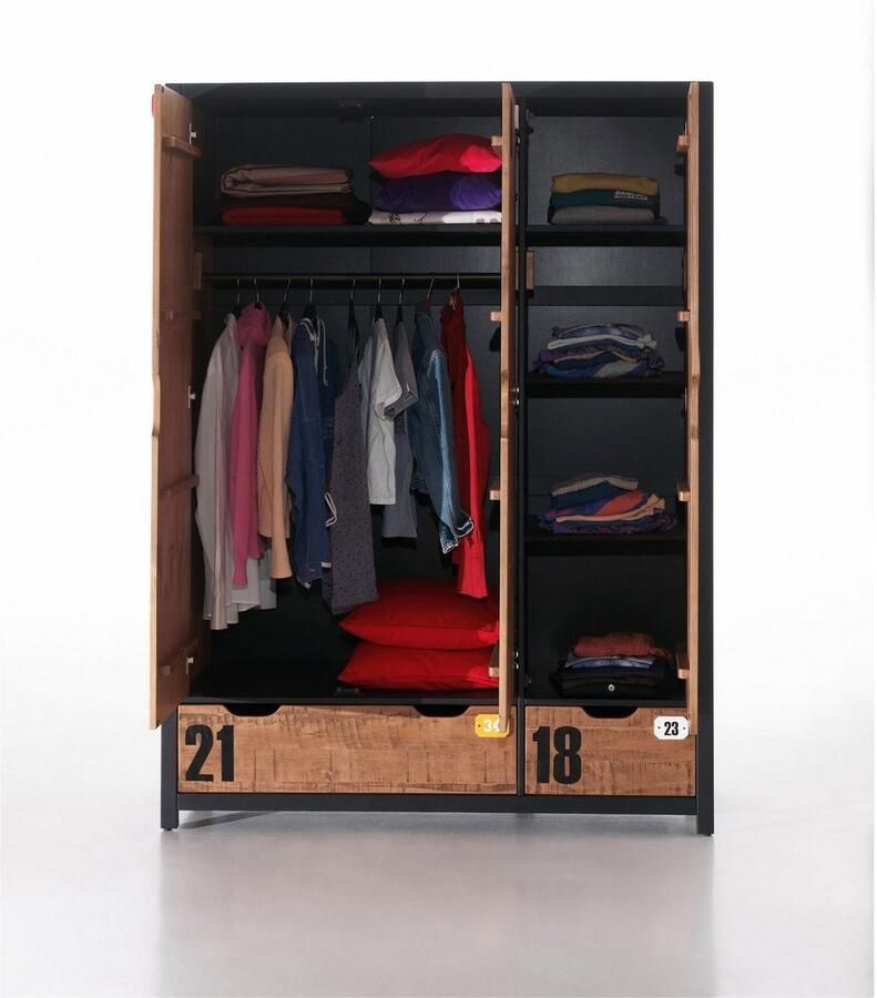 Vipack Baby Nora Deandre Draaideurkast Kast Alex Cijfers Jongen Bruin 147.5 x 55 x 200cm - Foto 2