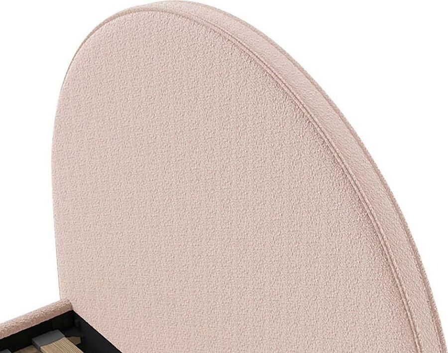 Vipack EMOB Gestoffeerd bed Maeva 140x200cm grijze bouclé stof Gestoffeerde tweepersoonsbedden Grijs Textiel Gestoffeerde tweepersoonsbedden Tweepersoons Normaal bed Op voorraad - Foto 5