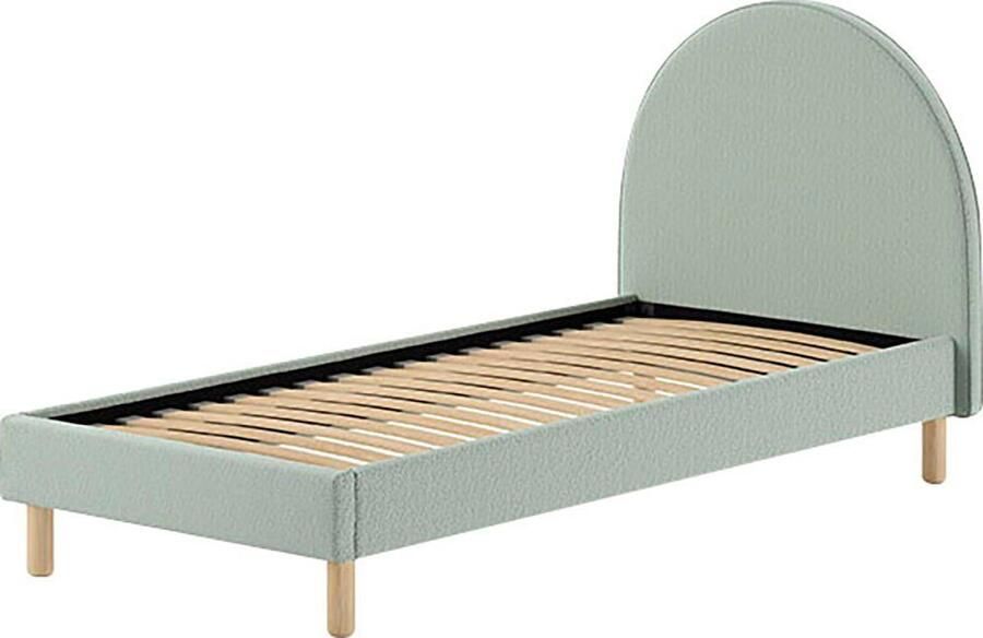 Vipack EMOB Eenpersoonsbed Maeva 212x97x107 cm Groene bouclé stof Gestoffeerde eenpersoonsbedden Groen Textiel Gestoffeerde eenpersoonsbedden Eenpersoons Normaal bed Op voorraad - Foto 4