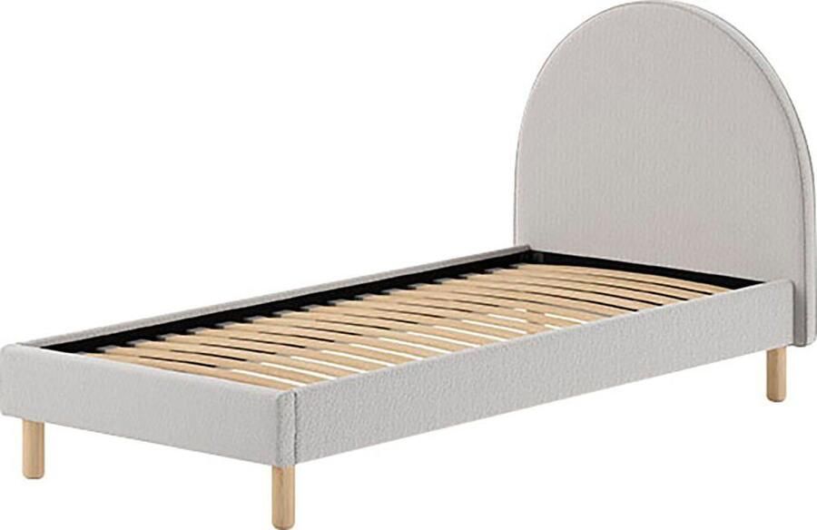 Vipack EMOB Eenpersoonsbed Maeva 212x97x107 cm Grijze bouclé stof Gestoffeerde eenpersoonsbedden Grijs Textiel Gestoffeerde eenpersoonsbedden Eenpersoons Normaal bed Op voorraad - Foto 5
