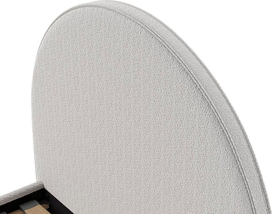 Vipack EMOB Eenpersoonsbed Maeva 212x97x107 cm Grijze bouclé stof Gestoffeerde eenpersoonsbedden Grijs Textiel Gestoffeerde eenpersoonsbedden Eenpersoons Normaal bed Op voorraad - Foto 3
