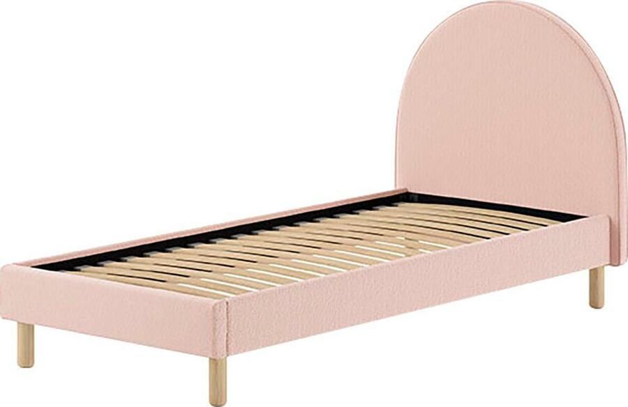 Vipack EMOB Gestoffeerd bed Maeva 90x200cm roze bouclé stof Gestoffeerde eenpersoonsbedden Roze Textiel Gestoffeerde eenpersoonsbedden Eenpersoons Normaal bed Op voorraad - Foto 4