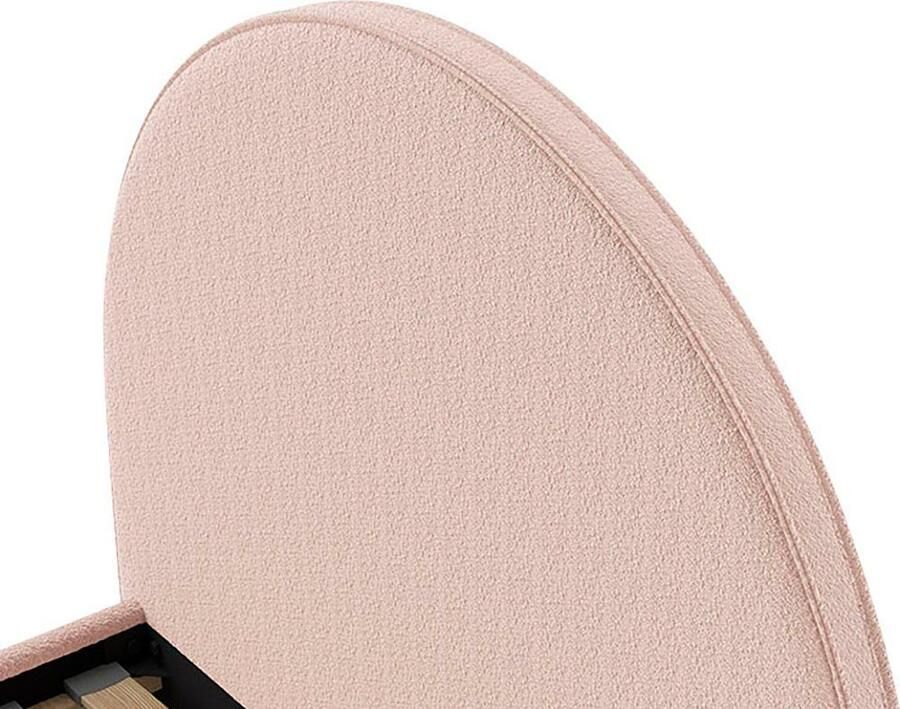 Vipack EMOB Gestoffeerd bed Maeva 90x200cm roze bouclé stof Gestoffeerde eenpersoonsbedden Roze Textiel Gestoffeerde eenpersoonsbedden Eenpersoons Normaal bed Op voorraad - Foto 3