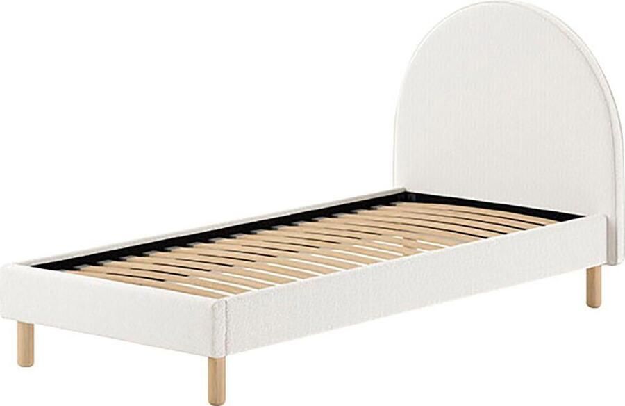Vipack EMOB Eenpersoonsbed Maeva 212x97x107 cm Witte bouclé stof Gestoffeerde eenpersoonsbedden Wit Textiel Gestoffeerde eenpersoonsbedden Eenpersoons Normaal bed Op voorraad - Foto 5