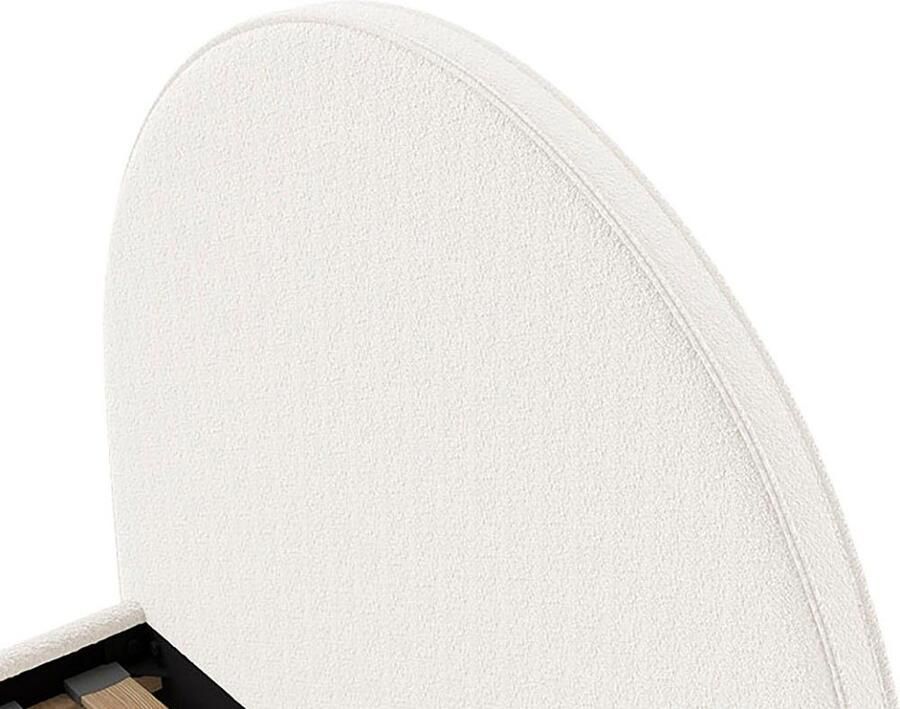 Vipack EMOB Eenpersoonsbed Maeva 212x97x107 cm Witte bouclé stof Gestoffeerde eenpersoonsbedden Wit Textiel Gestoffeerde eenpersoonsbedden Eenpersoons Normaal bed Op voorraad - Foto 3