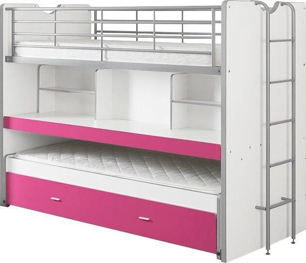 Vipack Hoogslaper Bonny met 3 slaapplaatsen super praktisch in de kinderkamer met groot schrijfblad planken veel functionaliteit op kleine ruimte - Foto 3