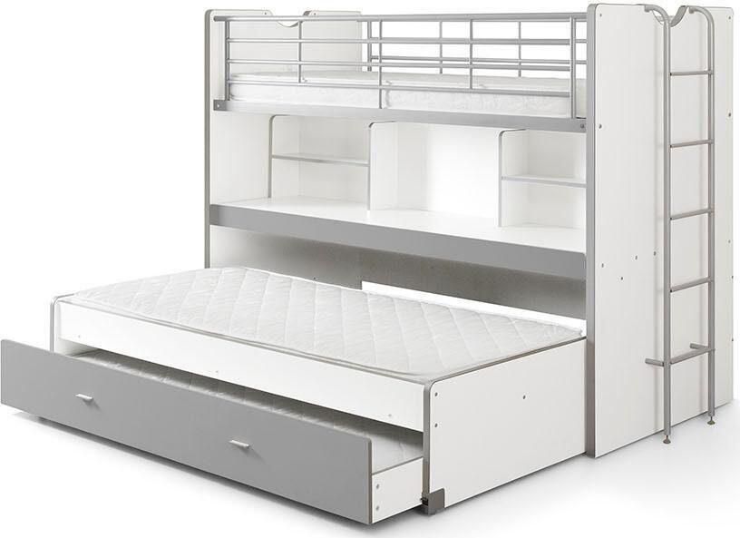 Vipack Hoogslaper Bonny met 3 slaapplaatsen super praktisch in de kinderkamer met groot schrijfblad planken veel functionaliteit op kleine ruimte - Foto 3