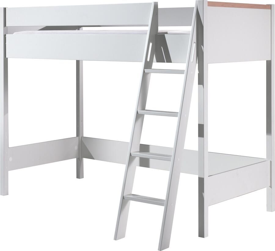 Vipack EMOB Hoogslaper London 90x200 wit Kinderbedden met uitvalbeveiliging Wit Melamine; Spaanplaat Kinderbedden met uitvalbeveiliging Eenpersoons Hoogslaper Op voorraad - Foto 5