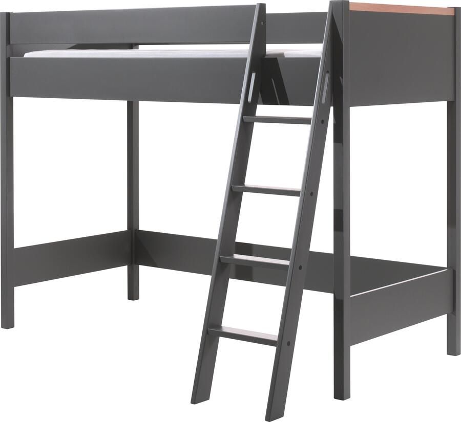 Vipack EMOB Hoogslaper London 90x200 antraciet Kinderbedden met uitvalbeveiliging Antraciet Melamine; Spaanplaat Kinderbedden met uitvalbeveiliging Eenpersoons Hoogslaper Op voorraad - Foto 4