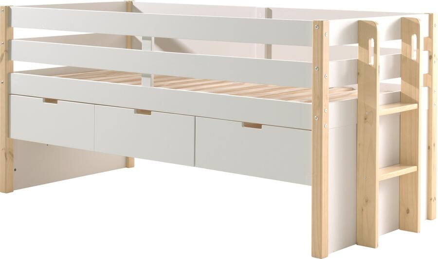 Vipack EMOB Kajuitbed Maggie 90 x 200 met 3 lades wit dennenhout Houten kinderbedden Wit Hout Houten kinderbedden Eenpersoons Kajuitbed Op voorraad - Foto 4