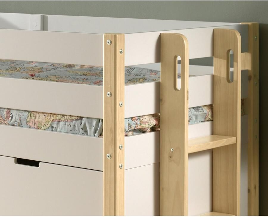 Vipack EMOB Kajuitbed Maggie 90 x 200 met 3 lades wit dennenhout Houten kinderbedden Wit Hout Houten kinderbedden Eenpersoons Kajuitbed Op voorraad