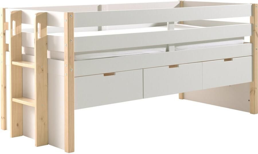 Vipack EMOB Kajuitbed Maggie 90 x 200 met 3 lades wit dennenhout Houten kinderbedden Wit Hout Houten kinderbedden Eenpersoons Kajuitbed Op voorraad - Foto 3