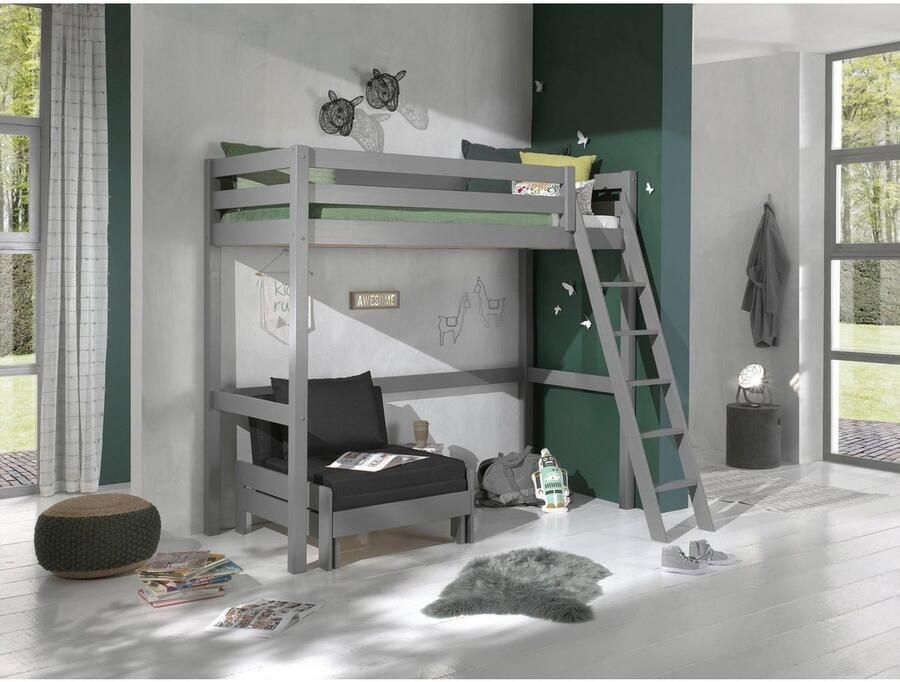 Vipack Hoogslaper met 90x 200 cm ligoppervlak grijs of wit gelakt - Foto 3