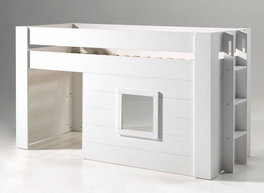 Vipack Kinderbed Noah 90x200cm Halfhoogslaper Bed als Huis Peuterbed Ledikant Bedframe Wit - Foto 4