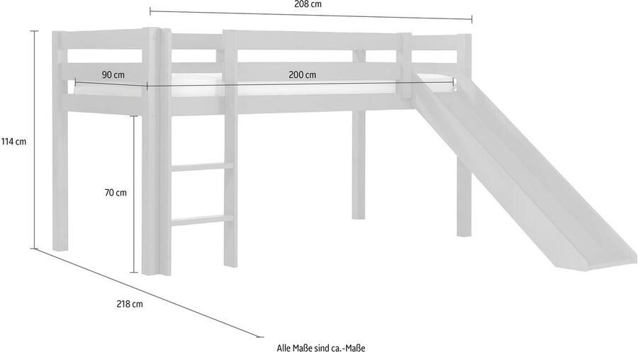 Vipack Hoogslaper Pino incl. lattenbodem ladder glijbaan en valbeveiliging - Foto 2