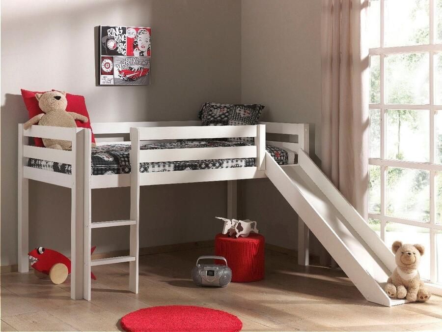 Vipack Hoogslaper Pino incl. lattenbodem ladder glijbaan en valbeveiliging