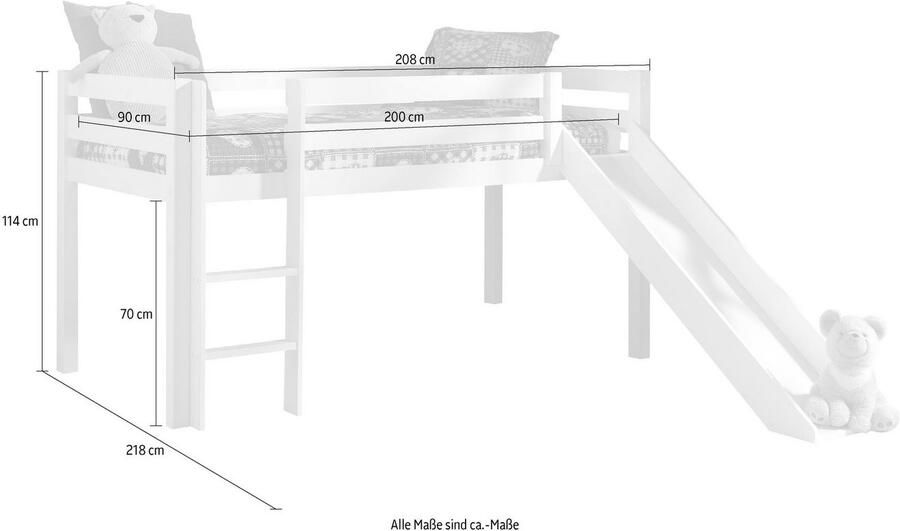 Vipack Hoogslaper Pino incl. lattenbodem ladder glijbaan en valbeveiliging - Foto 2