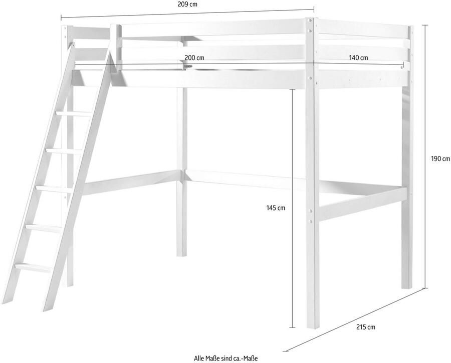Vipack Hoogslaper Pino incl. lattenbodem valbeveiliging en schuine ladder - Foto 3