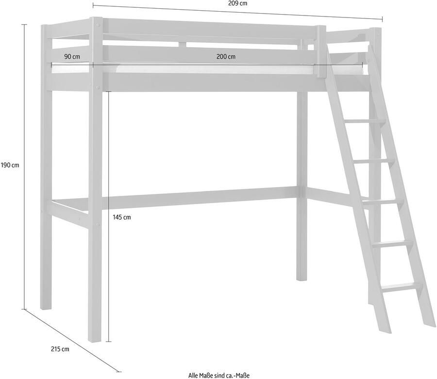 Vipack Hoogslaper Pino incl. lattenbodem valbeveiliging en schuine ladder - Foto 2