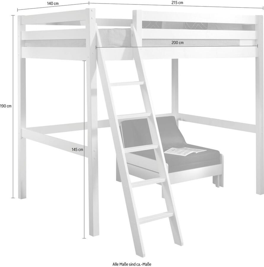 Vipack Hoogslaper Claire 140x200 met zetelbed wit - Foto 2