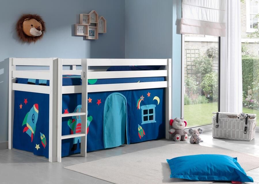 Vipack Hoogslaper Pino speelbed massief dennenhout stevig gebouwd 3 corpuskleuren om uit te kiezen