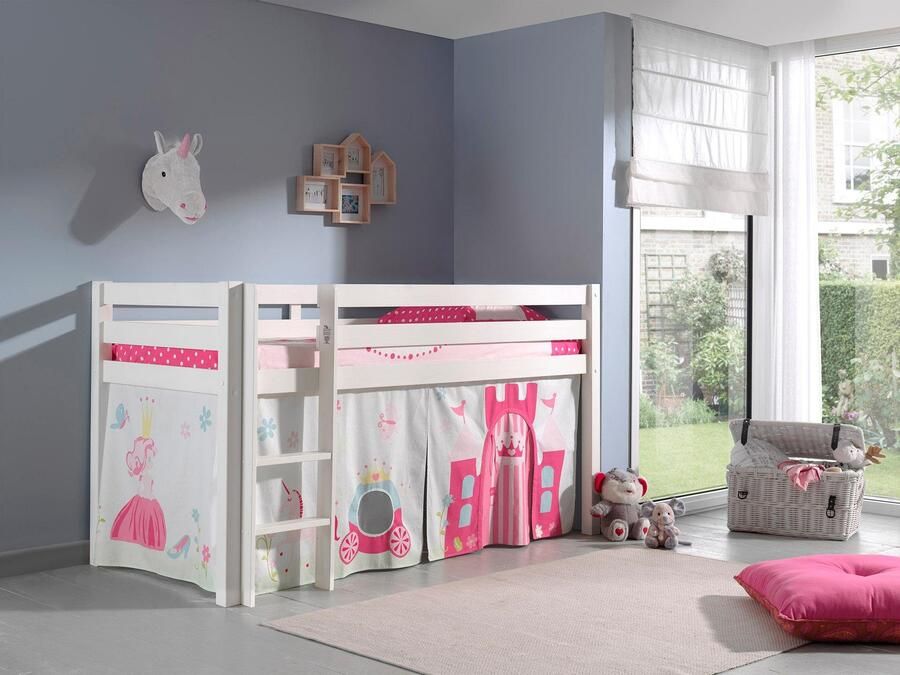 Vipack Hoogslaper Pino speelbed massief dennenhout stevig gebouwd 3 corpuskleuren om uit te kiezen