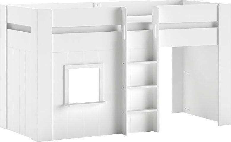 Vipack Hoogslaper Reno een geweldig hutbed met hoge stabiliteit wit gelakt incl. rollattenbodem achterkant open en speeloppervlak onder het bed - Foto 3