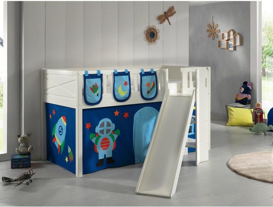 Vipack Hoogslaper Scott m. glijbaan ladder toren ligoppervlak 90 x 200 cm doek opbergvak 4 designs - Foto 2