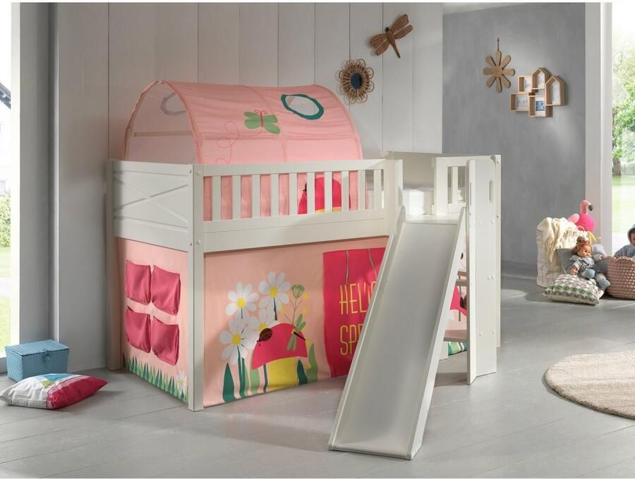 Vipack Hoogslaper Scott m. glijbaan ladder toren ligoppervlak 90 x 200 cm doek tunnel 4 designs