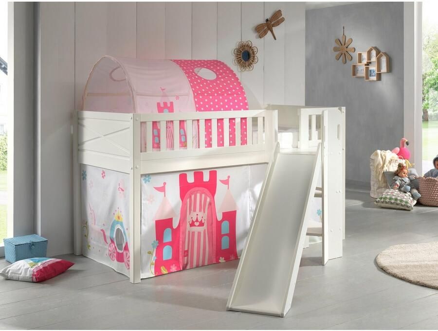 Vipack Hoogslaper Scott m. glijbaan ladder toren ligoppervlak 90 x 200 cm doek tunnel 4 designs