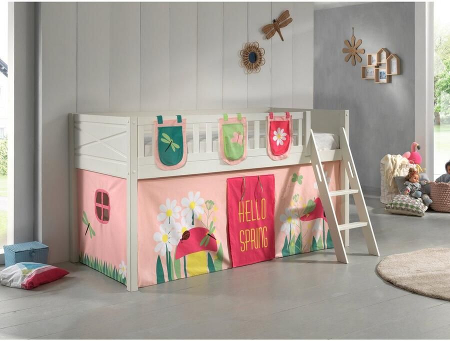 Vipack Hoogslaper Scott met schuine ladder ligoppervlak 90 x 200 cm doek pockets 4 designs