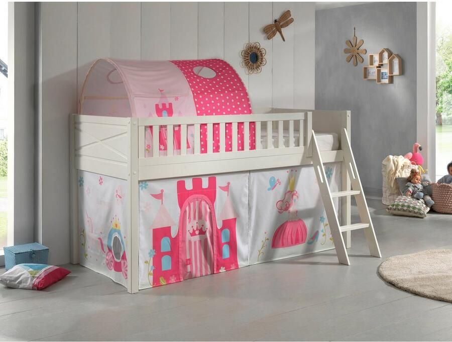 Vipack Hoogslaper Scott met schuine ladder ligoppervlak 90 x 200 cm doek tunnel 4 designs