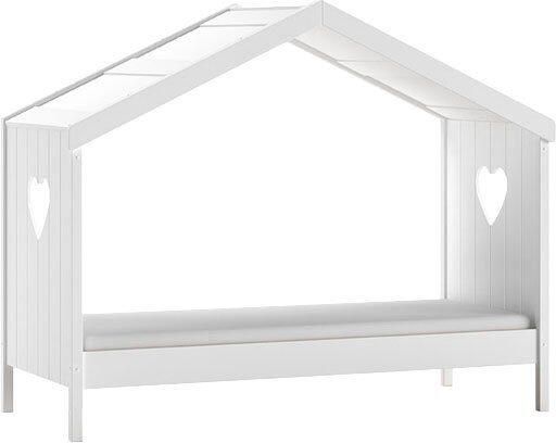 Vipack Huisbed Amori incl. dak achterzijde open met lattenbodem keuze met of zonder lade en valbeveiliging wit gelakt - Foto 5