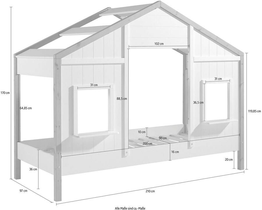 Vipack Huisbed Babs met dakopbouw ramen gemaakt in Europa originele look - Foto 2