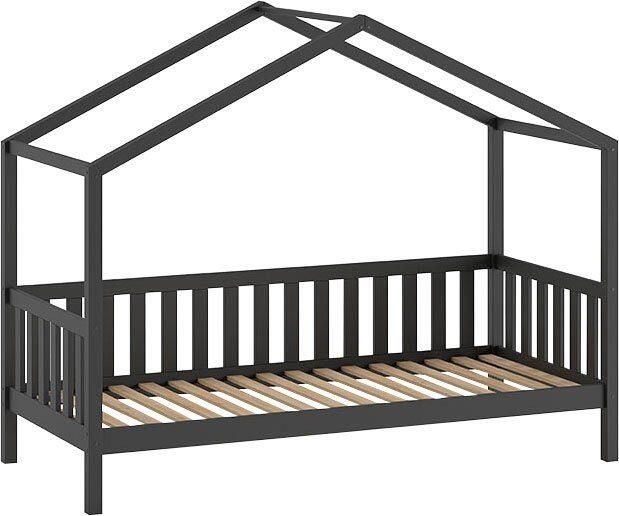 Vipack Kinderbed Dallas 90x200cm Sofabed als Huis Bed met Dak Peuterbed Ledikant Kajuitbed Antraciet - Foto 6